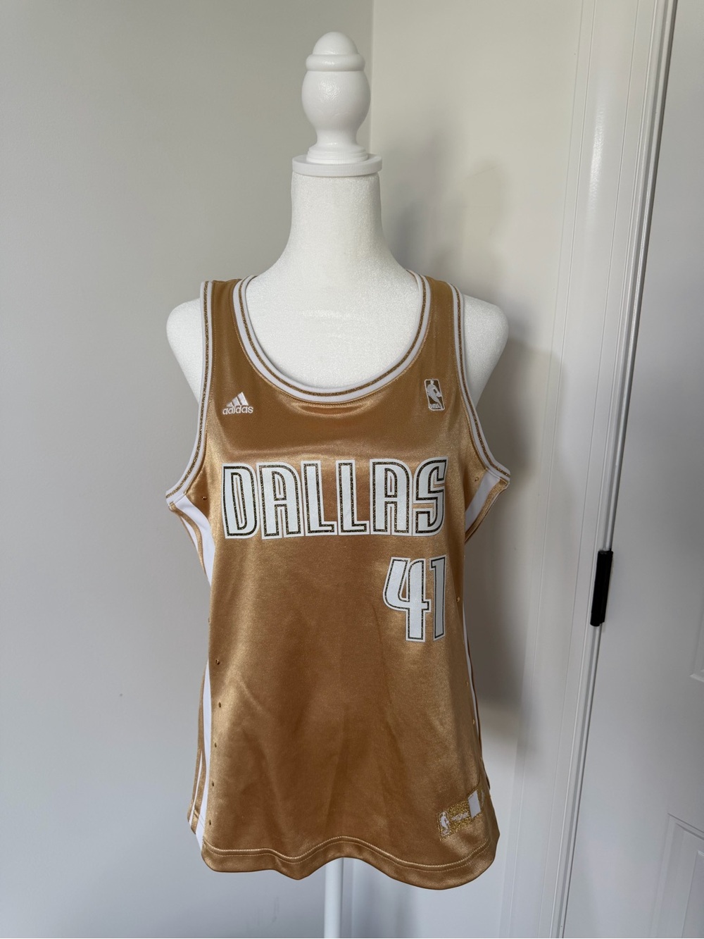Adidas Gold Dallas Maverick’s #41 Dirk Nowitzki Tank - Women’s Sz M